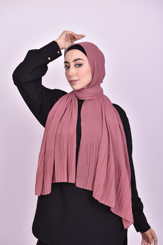Pleated Chiffon Scarf - Antique Rose