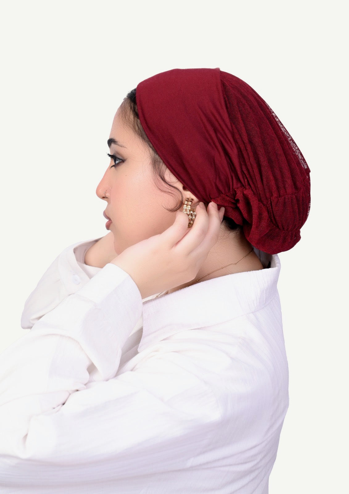 Bonnet Mesh Undercap- Burgundy