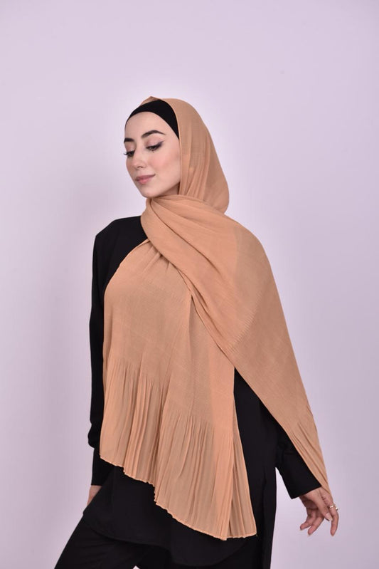 Pleated Chiffon Scarf - Golden Sand