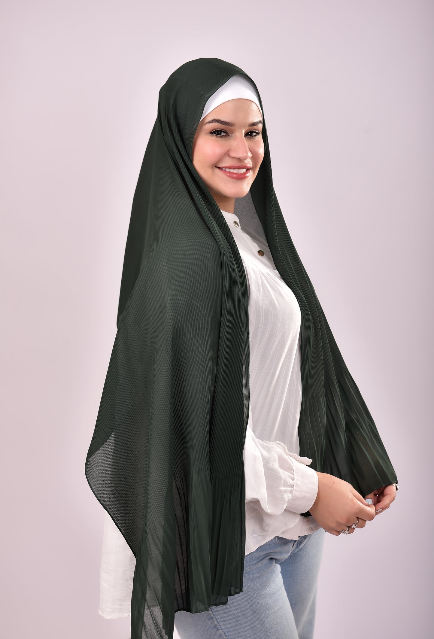 Pleated Chiffon Scarf - Forest