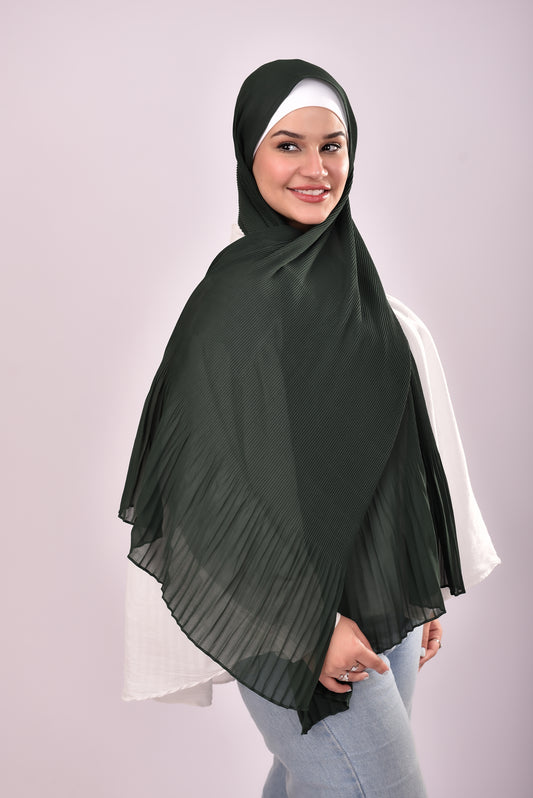 Pleated Chiffon Scarf -  Forest