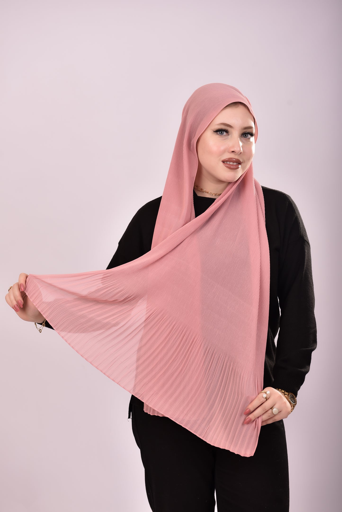 Pleated Chiffon Scarf - Blush