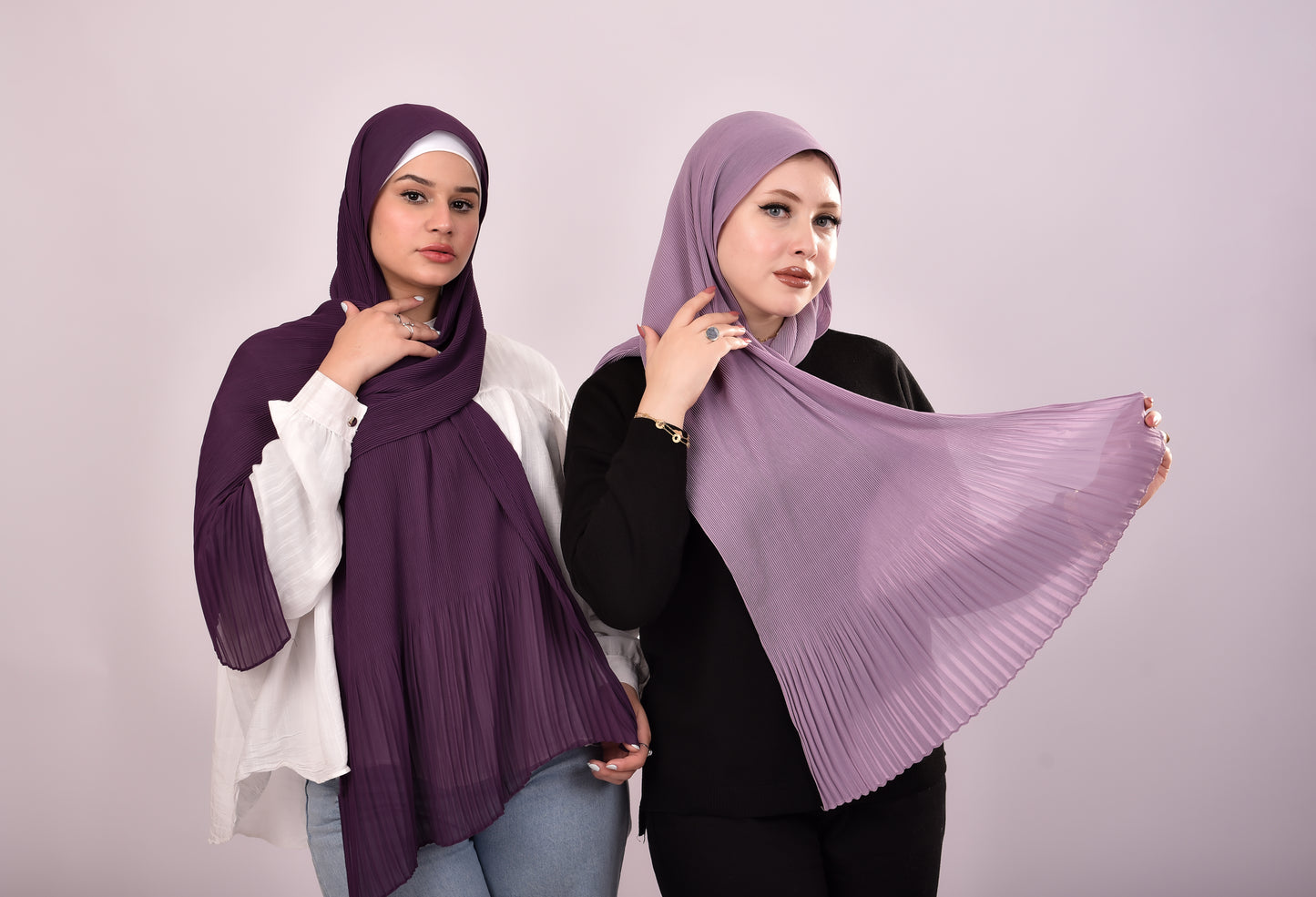 Pleated Chiffon Scarf - Grape