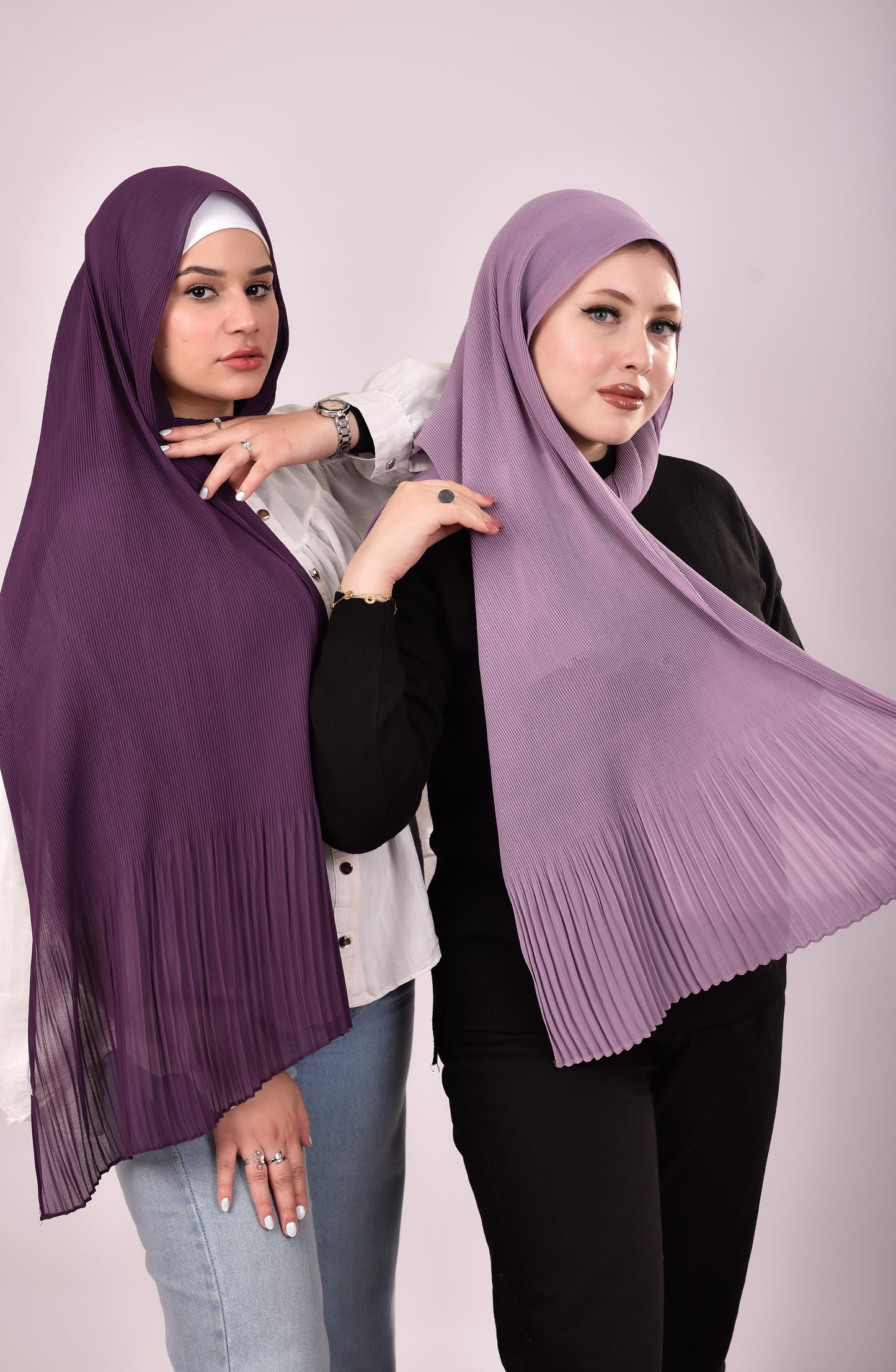 Pleated Chiffon Scarf - Lilac