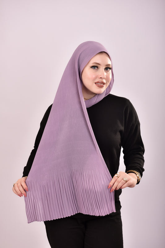 Pleated Chiffon Scarf - Lilac