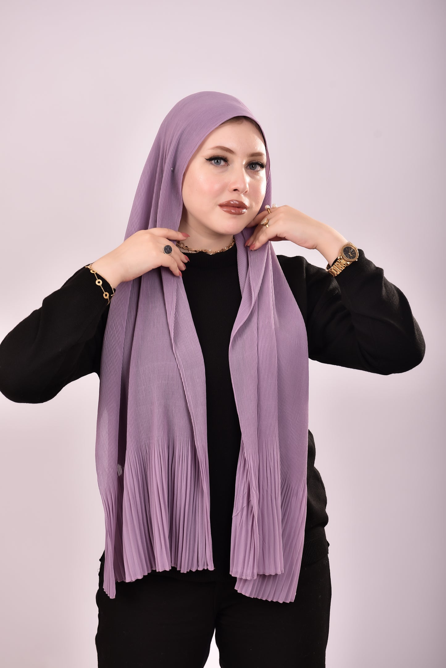 Pleated Chiffon Scarf - Lilac