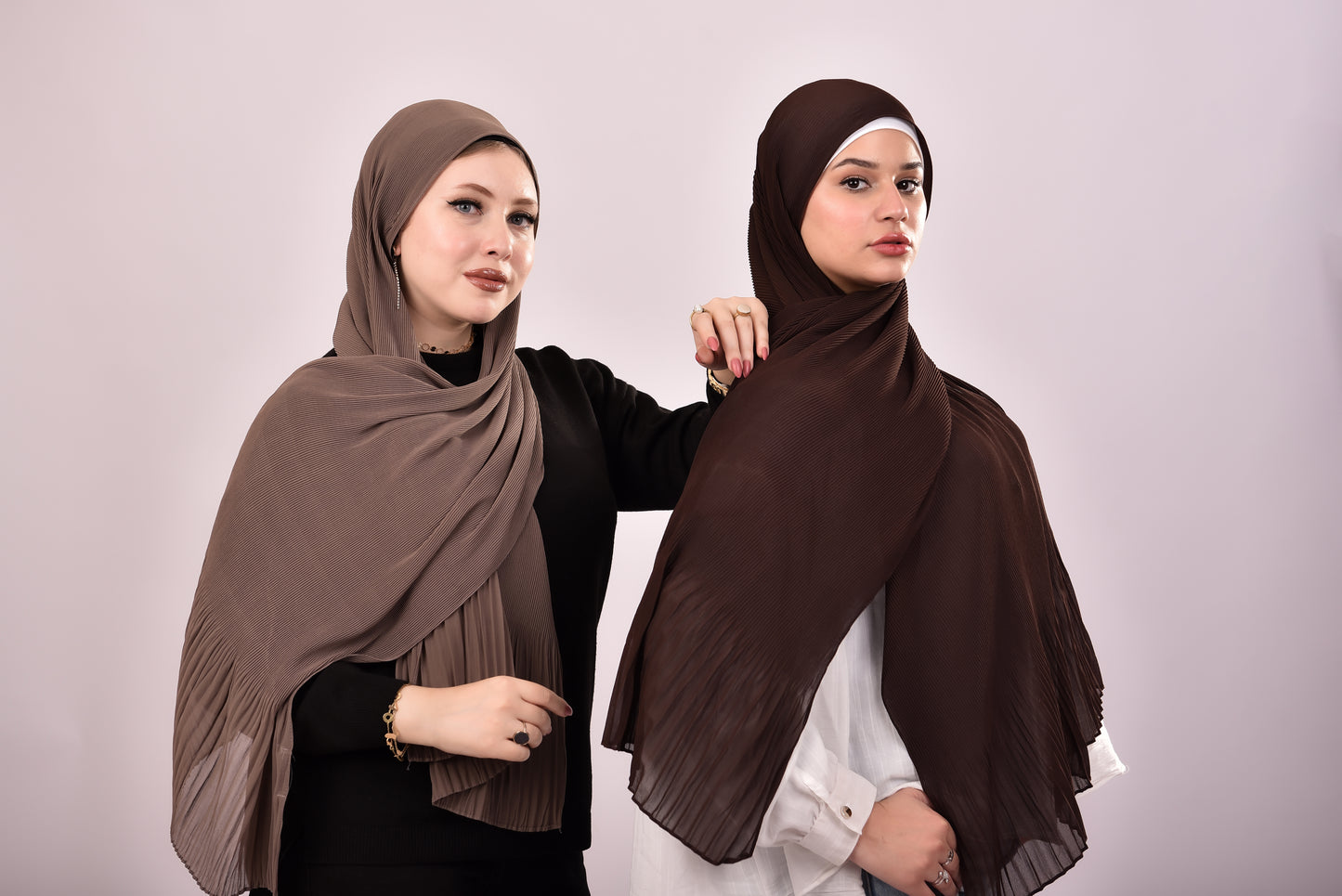 Pleated Chiffon Scarf - Khaki