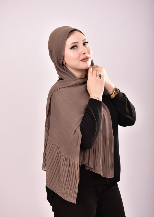Pleated Chiffon Scarf - Khaki