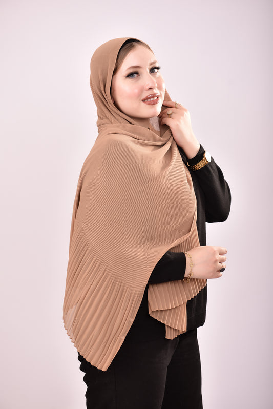 Pleated Chiffon Scarf - Camel