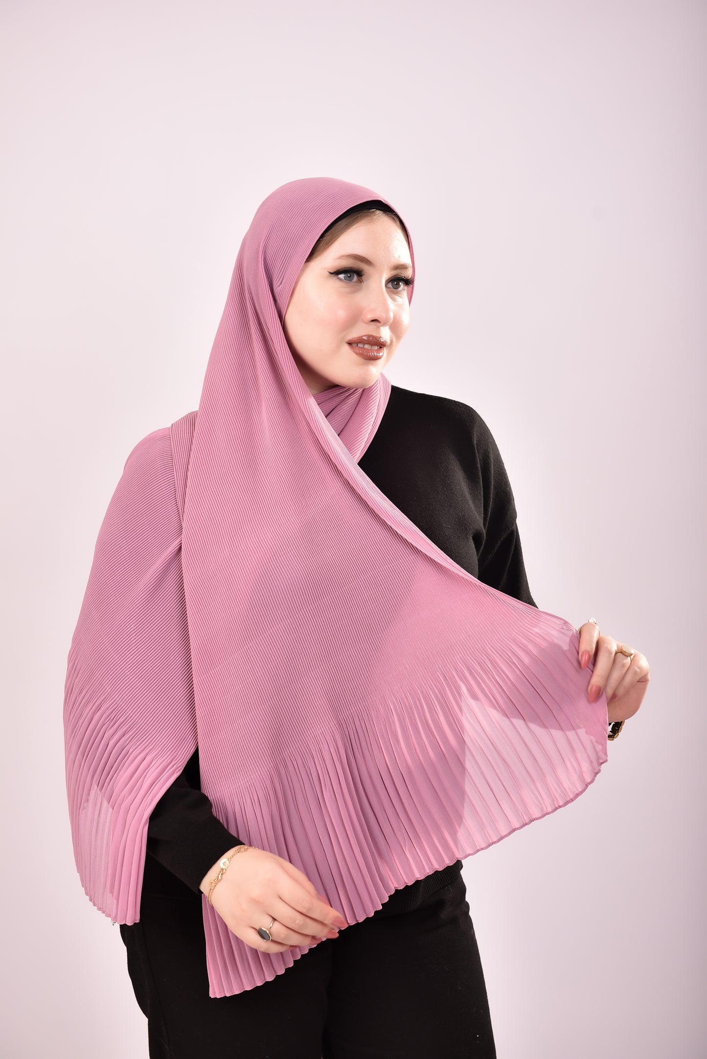Pleated Chiffon Scarf - Rosewood Pink