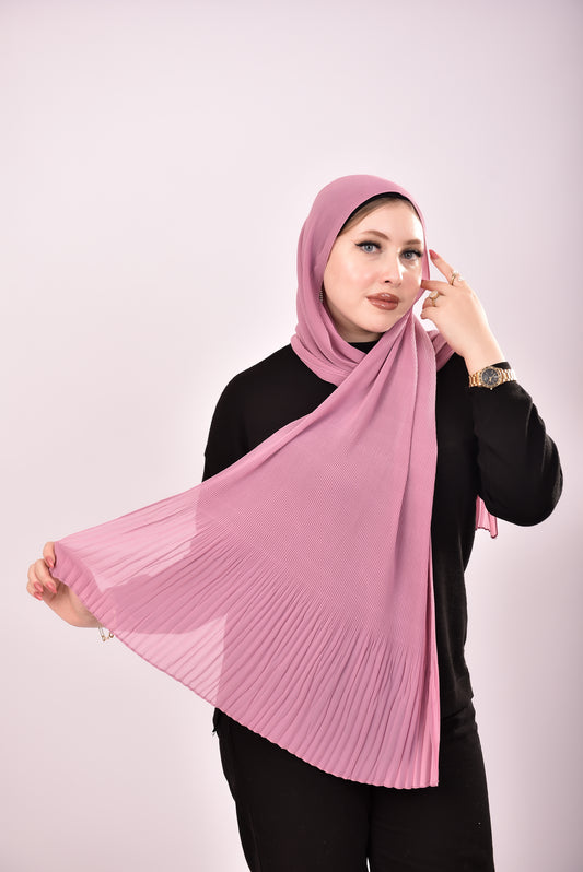 Pleated Chiffon Scarf - Rosewood Pink