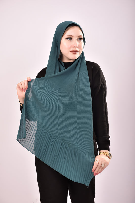 Pleated Chiffon Scarf - Teal