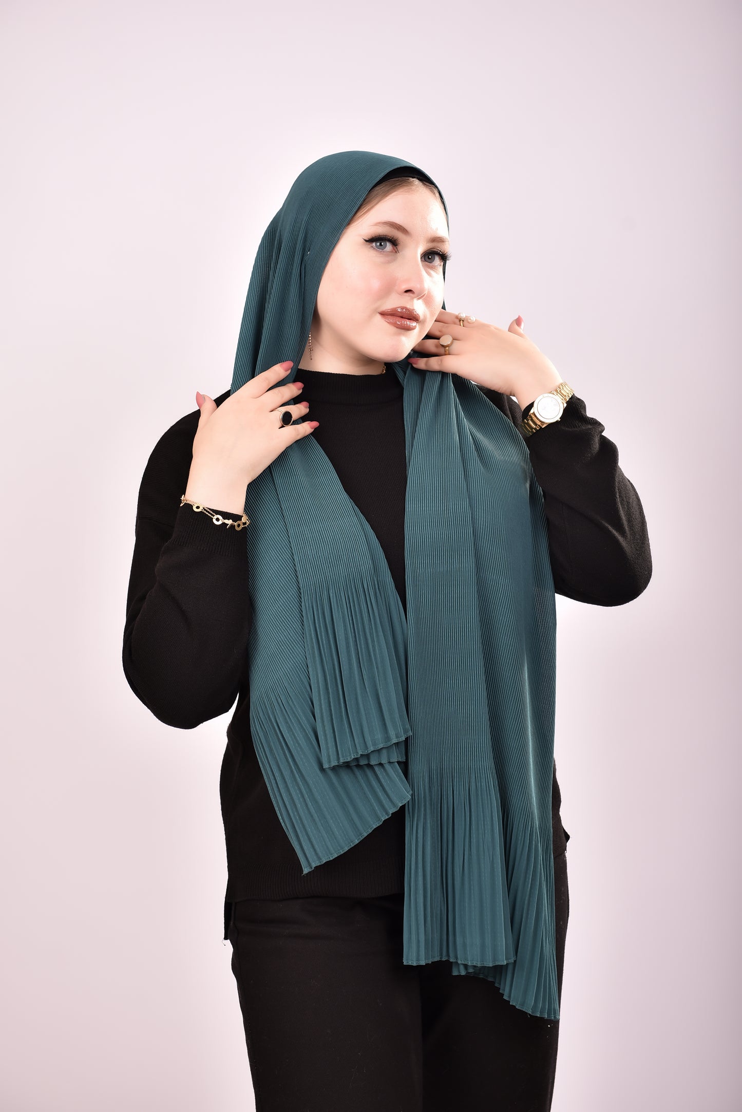 Pleated Chiffon Scarf - Teal