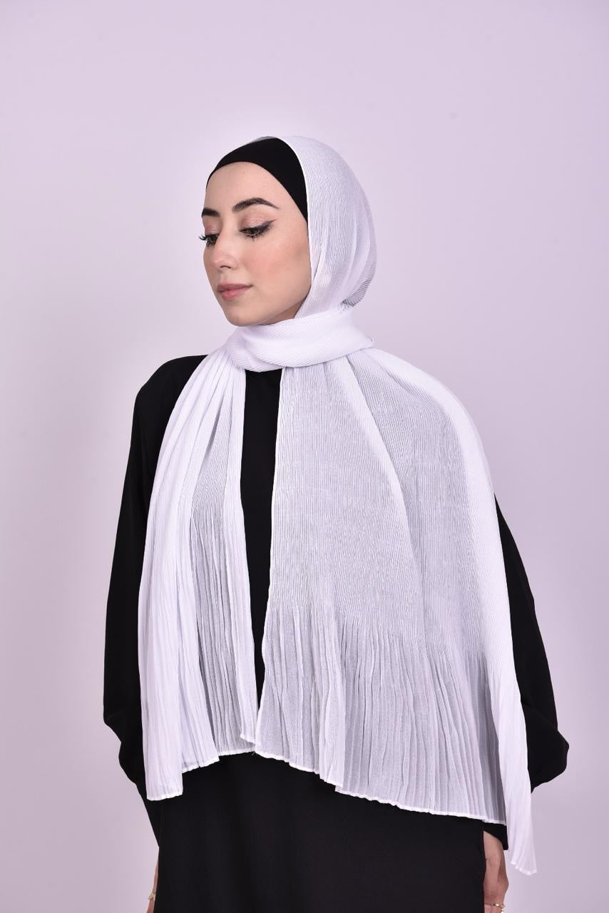 Pleated Chiffon Scarf - White