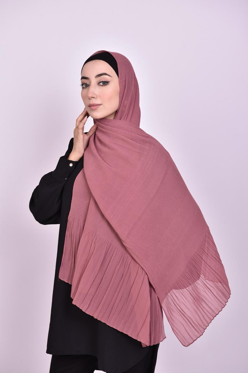 Pleated Chiffon Scarf - Antique Rose