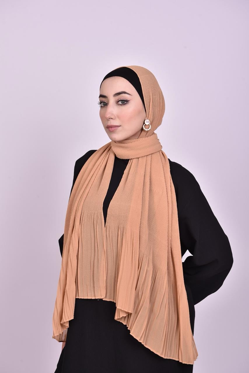 Pleated Chiffon Scarf - Golden Sand