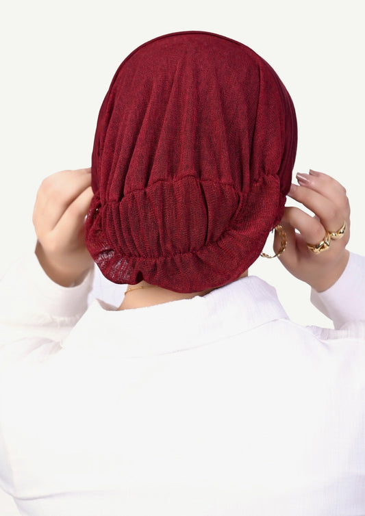 Bonnet Mesh Undercap- Burgundy