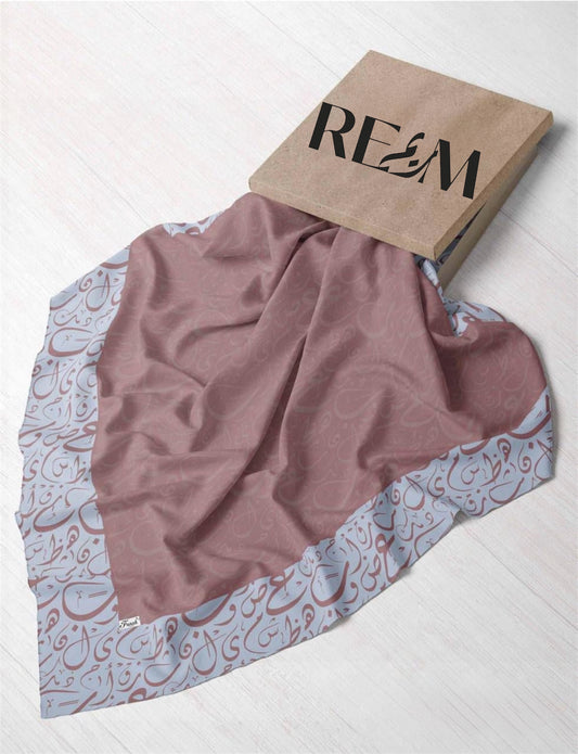 Arabic Calligraphy Square Chiffon: Dusty Pink-Light Grey